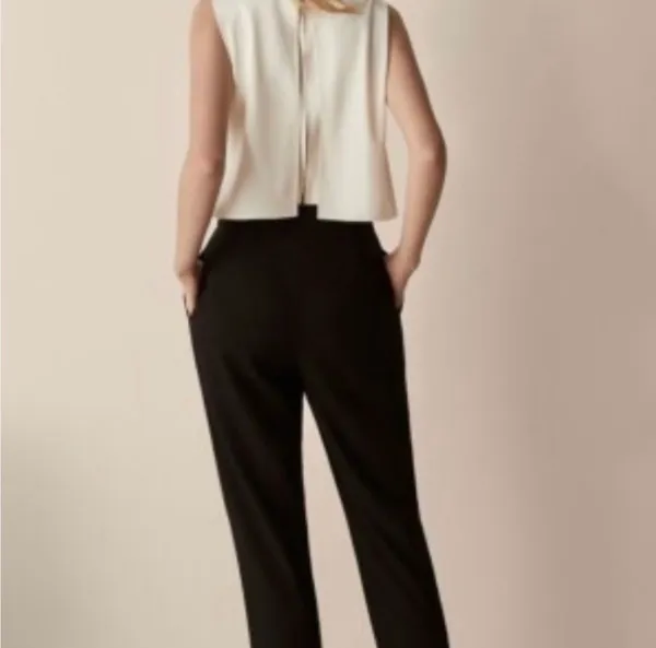 Massimo Dutti NWT Black & Ivory Sleeveless Jumpsuit | Size 4 - Image 3