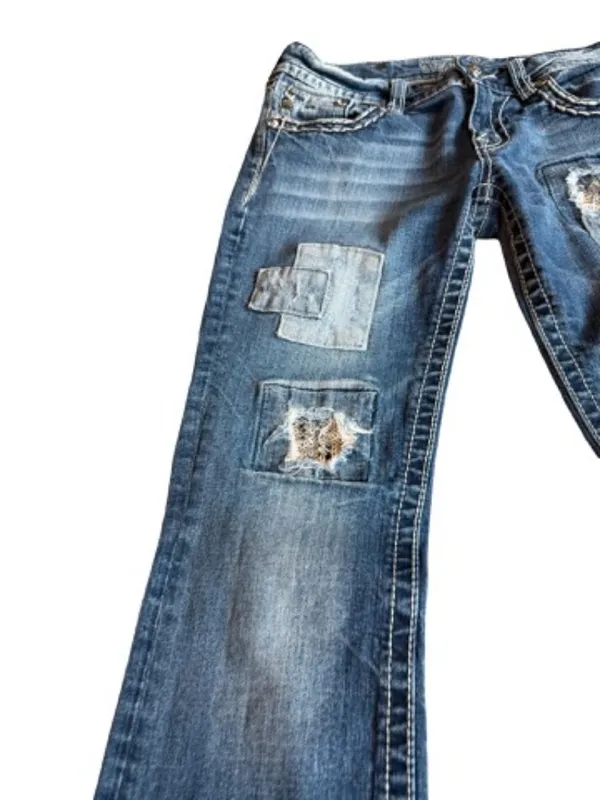 Miss Me JE544OBL Boot Dark Wash Patchwork Sequin Bootcut Jeans Size 29 Women's - Image 11