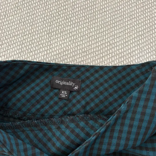 Low Rise Blue Black Plaid Gingham Check y2k Micro Mini Skirt Sz Xs - Image 4