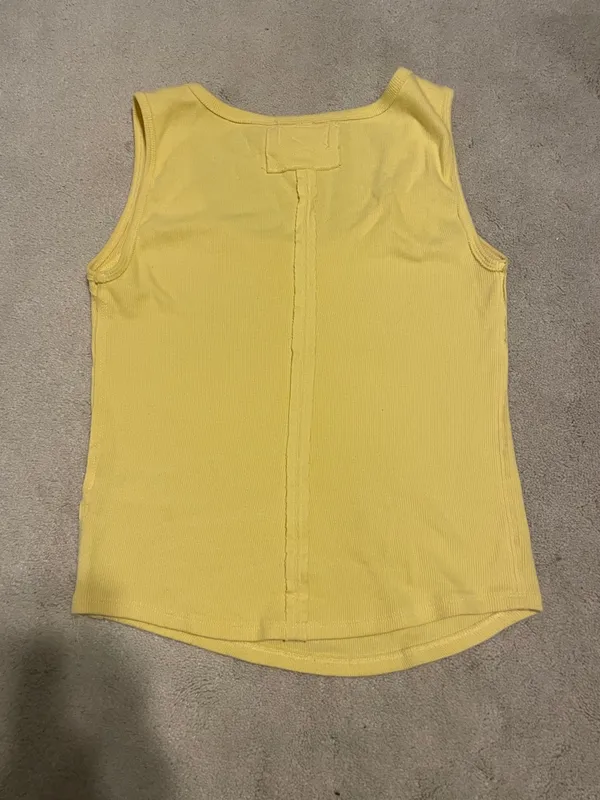 We The Free Sunny Yellow Ribbed Scoop Tank - Image 3