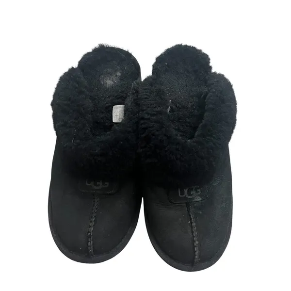 UGG Coquette Women’s Black Suede Shearling 9 Lined Slip-On Slippers US - Image 2
