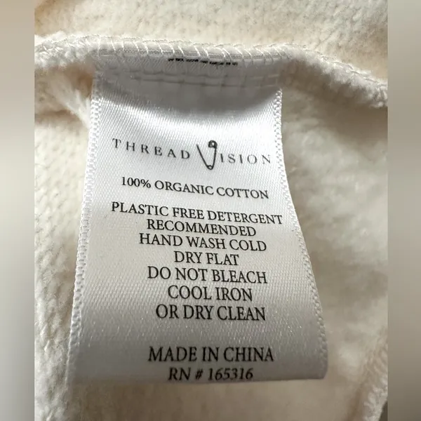 THREAD VISION Toodalooo Sweatshirt 100% organic cotton size XXL cream - Image 5