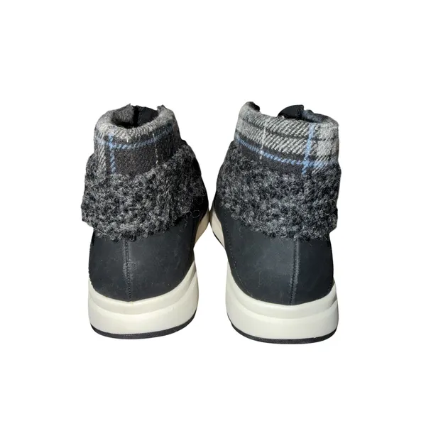 Billy Comfort Cuff Black Faux Shearling Plaid Adaptive High Top Sneakers 8W - Image 4
