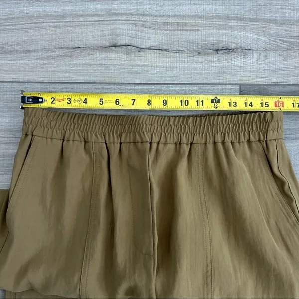Zara Tan Brown High Rise Viscose Wide Leg Pleated Pull On Cropped Trouser L NWT - Image 7