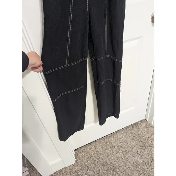 Urban Outfitters Harley Linen Jumpsuit Overalls Utility Dark Gray Black Women XS - Image 6