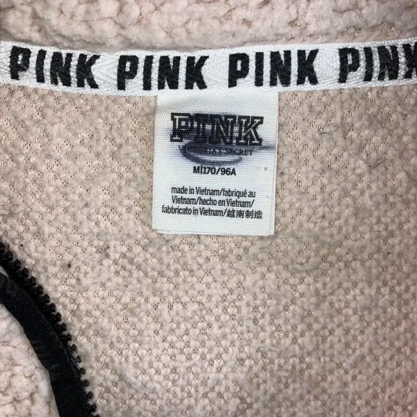 Victoria's Secret‎ Pink Sherpa Pullover Women Medium 1/4 Zip Fleece Mock Meck - Image 9