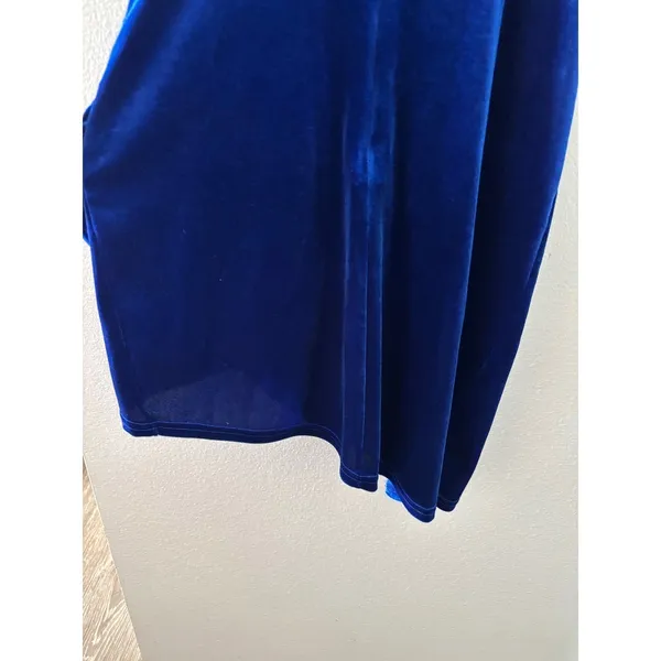 Royal Blue Velvet Cowl Neck Mini Dress Ruched Asymmetrical‎ Tulip Hem Cocktail - Image 8