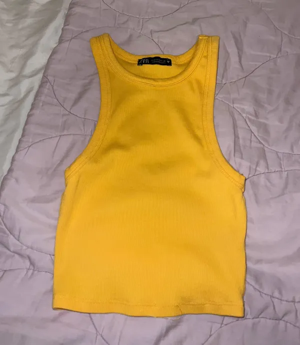 ZARA Orange Ribbed Tank Top - Image 4