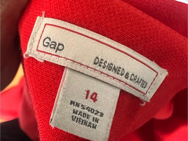GAP Vibrant Red Shift Dress Elbow Sleeve Round Neck Classic Simple Style Size 14 - Image 3