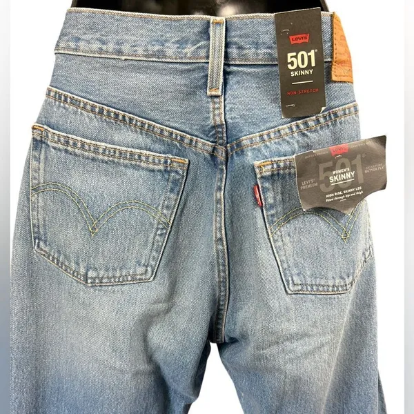 Levi’s 501 Button Fly High Rise Skinny Leg Jeans - Image 9