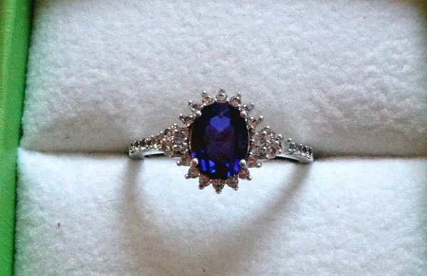 Lab created blue sapphire sterling silver ring - Image 3