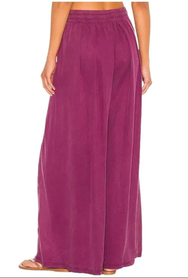 Free People Abs Tracker Split Wide Leg Pants Dark Purple Small - Image 4
