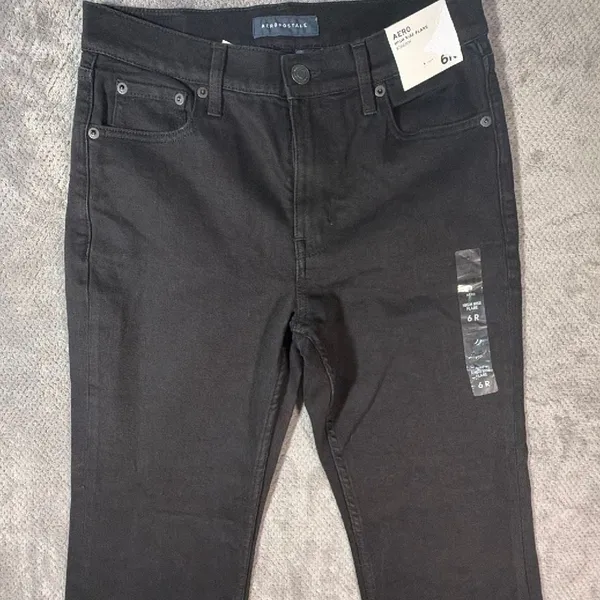 Aeropostale Size 6 Black High Rise Flare Stretch Jeans Non Ripped NEW Comfort - Image 5