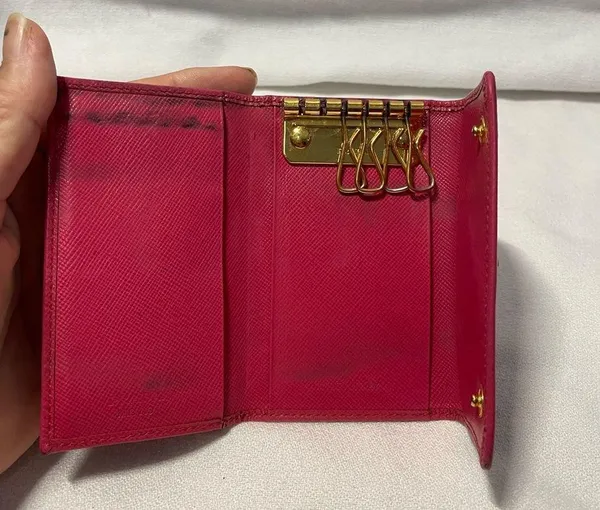Prada Pink Saffiano leather key case - Image 7