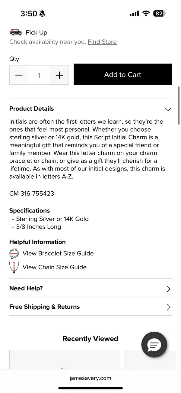 James Avery Script Initial Charm T - Image 5