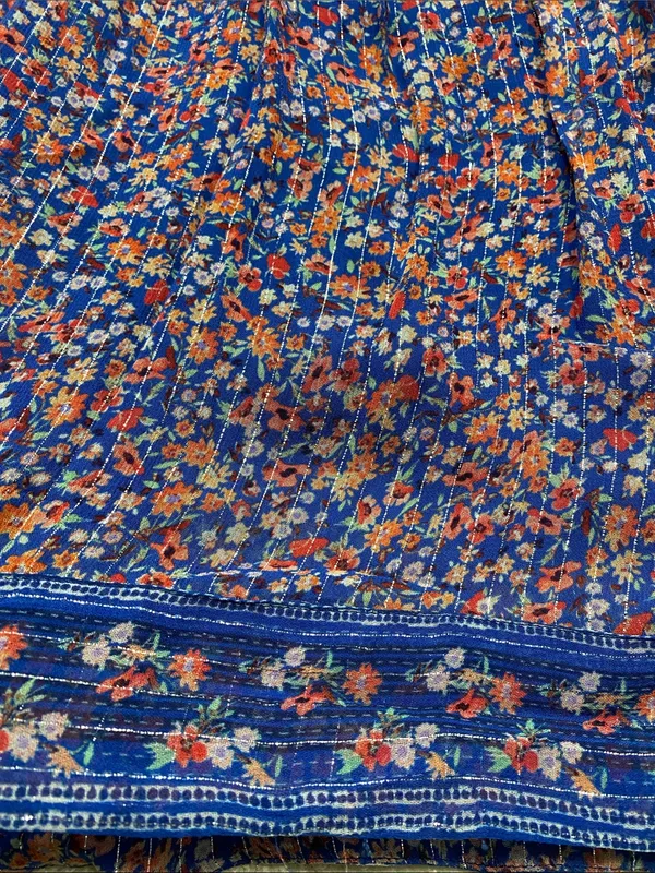 SAYLOR Blue Multi Floral Puff-Sleeve Maxi Dress Size L 90% Viscose - Image 15