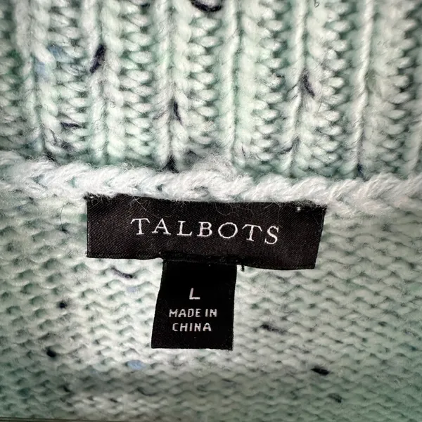 Talbots Mint Cable Knit Sweater L Fisherman‎ Old Money Coastal Grandma Preppy - Image 2