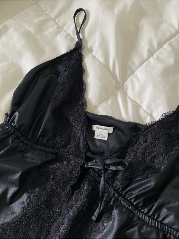 Urban Outfitters Kimchi Blue Black Satin Lace Cami - Image 2