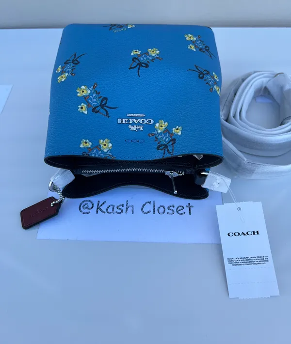 Coach Mini Town Bucket Bag With Floral Bow Print -Blue Multi - Image 8