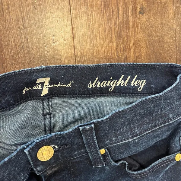 7 for All Mankind Straight Leg Women Size 27 Blue Jean Low Rise Dark Wash - Image 3