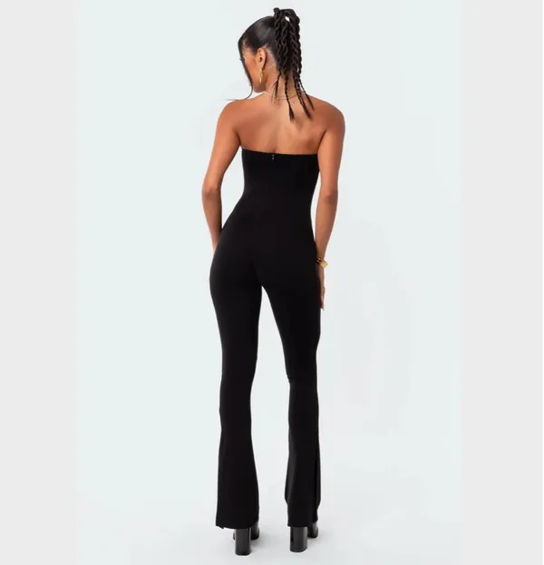 Edikted Melina Side Slits Flared Jumpsuit - Image 4