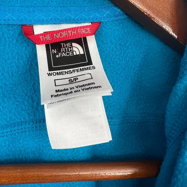 The North Face blue long sleeve full zip up fleece jacket pockets women small - Image 3