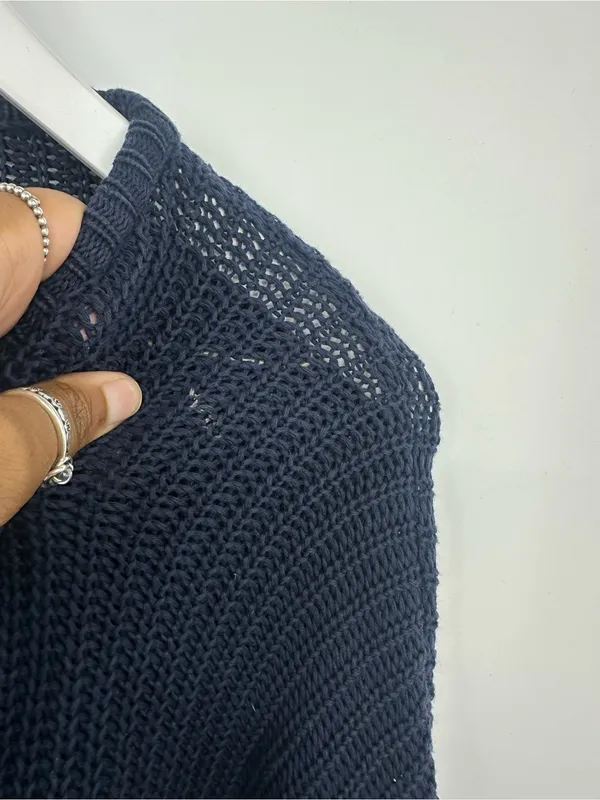 Brandy Melville Blue Open Knit Sweater One Size Boho - Image 4