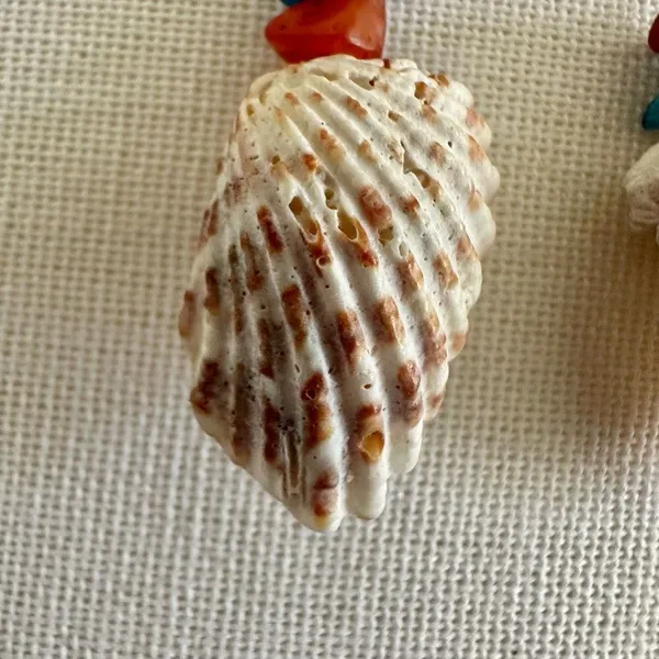 Blue orange shell drop earrings - Image 6