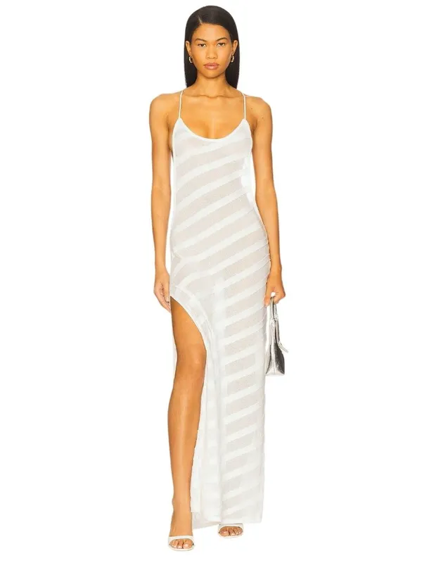 Jaded London Knit Maxi Dress in White Noir Small New Womens Long - Image 3