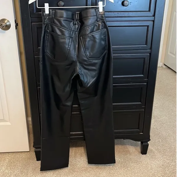 Abercrombie 90s Straight Ultra High Rise Curve Love Leather Pants - Image 2