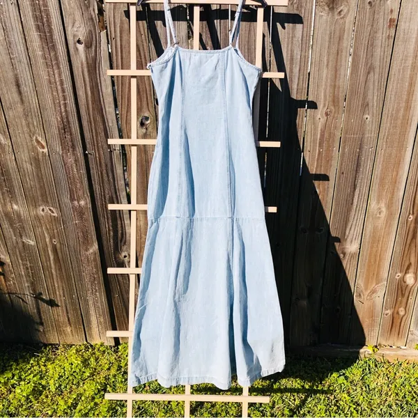 Indigo Rein NEW Light Wash Blue Denim Maxi Dress Size Medium - Image 7