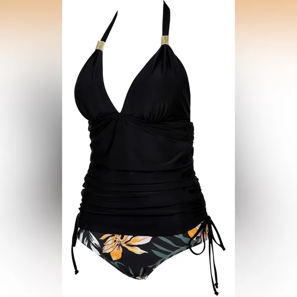Suuksess Tummy control push up halter tankini top swimsuit high waisted bottoms - Image 2