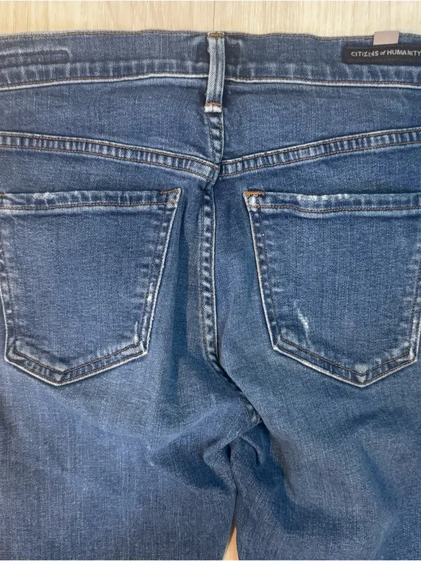 Citizens of Humanity Elsa Mid-Rise Skinny Crop Jeans dark wash ripped size 24 - Image 6