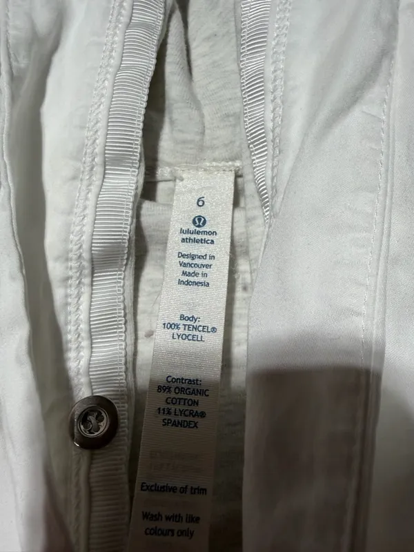 Lululemon Lightweight White Hooded cardigan m with Heather Gray/cream Sleeves 6 - Image 5