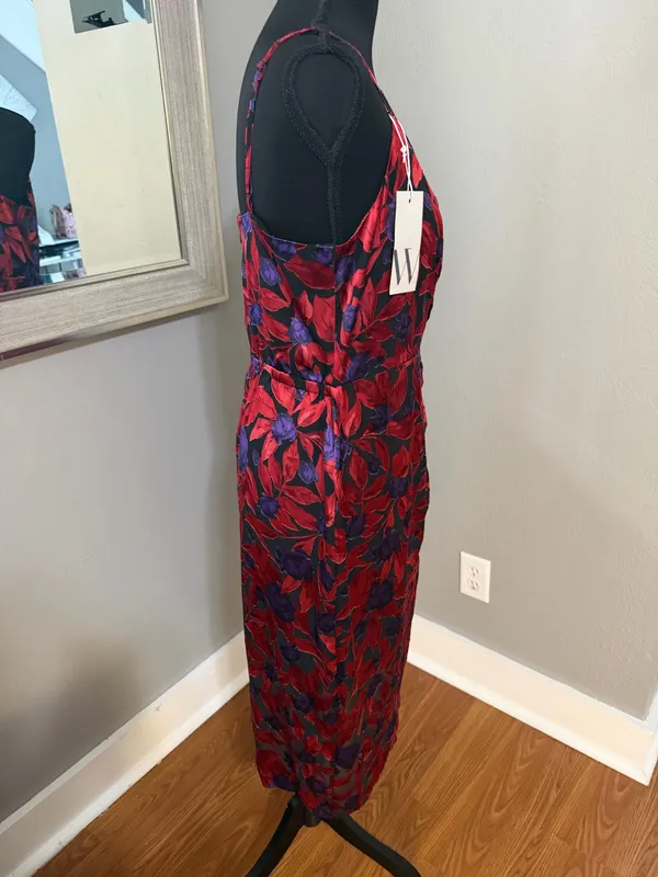 NWT Worthington burnout floral print faux wrap whimsy-goth tank dress size medium. - Image 5