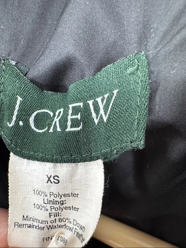 J. Crew Women's Black Chevron-Quilted Puffer Jacket down filled winter xs - Image 8
