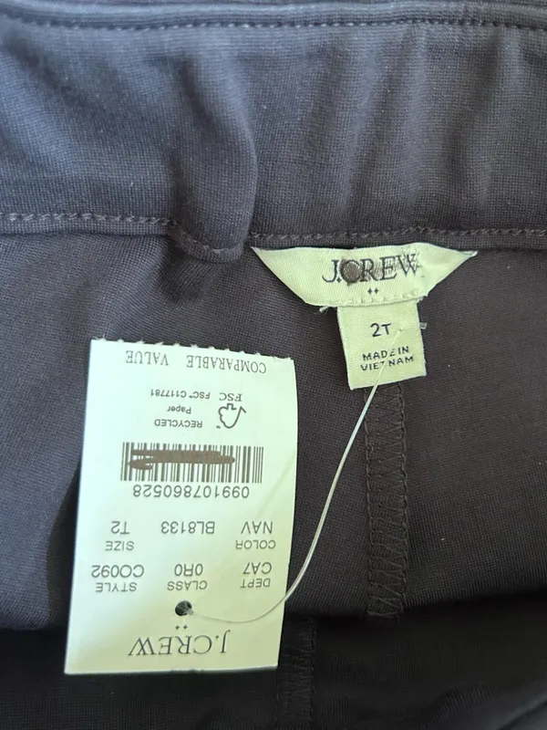 NWT J.Crew Factory Tall Navy Pull On Bootcut Pants Size 2T‎ - Image 5
