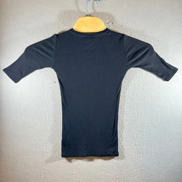 1065 | Babaton Aritzia Ribbed 3/4 Sleeve Knit‎ Bodycon Slim Fit Black Women XXS - Image 2