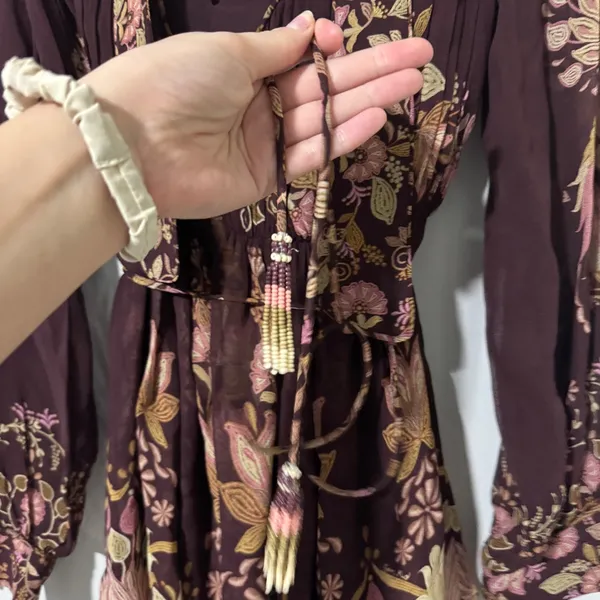 Farm Rio Burgundy Bella Knotted Neckline Size XS - Image 3