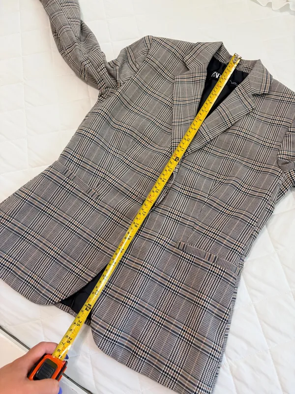 ZARA Womens Plaid Blazer Brown Glen Check Tailored Preppy Academia Old Money Chic Size S - Image 6