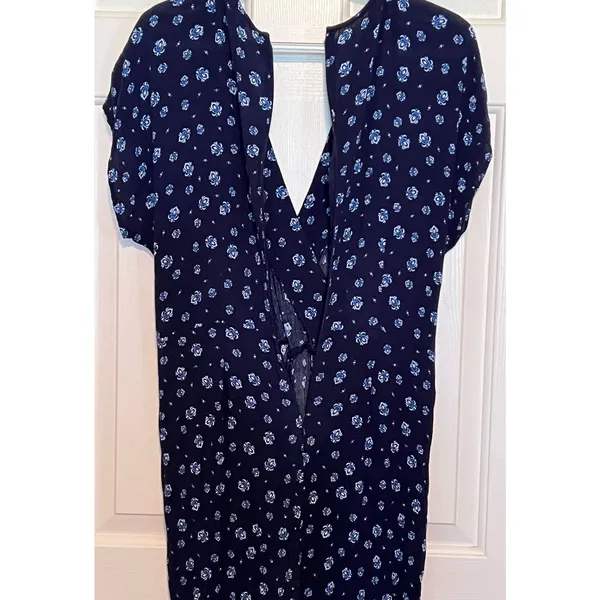 Westport Women's Navy White Design‎ Short Sleeve Jumpsuit Zips in Back Size 10 - Image 4