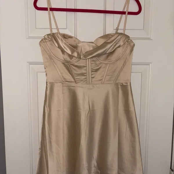 Princess Polly Mini Dress- Champagne 8 - Image 3