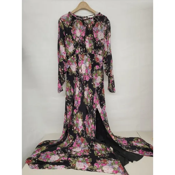 Rent the runway black/pink floral sz 2 long sleeve love shack daya dress maxi - Image 4