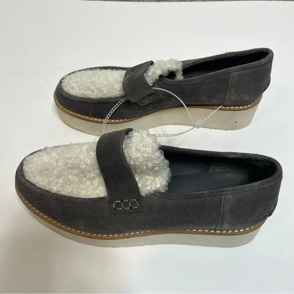 Vince Shearling Zola Suede Slip On Platform Loafer 6.5 - Image 6