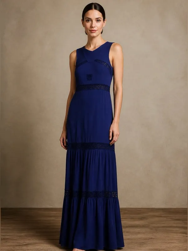 Nicole Miller Royal Blue Sleeveless Maxi Dress Size 4 - Image 7