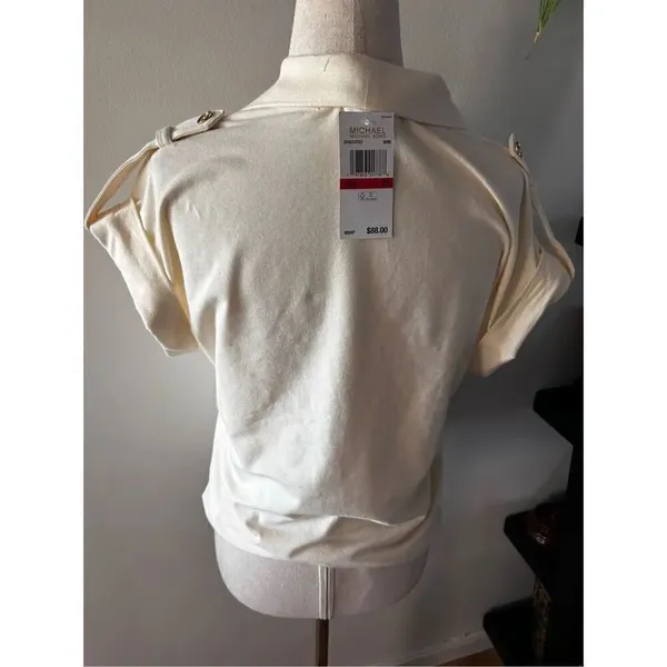 Michael Kors short sleeve tan/yellow small shirt size s - Image 2