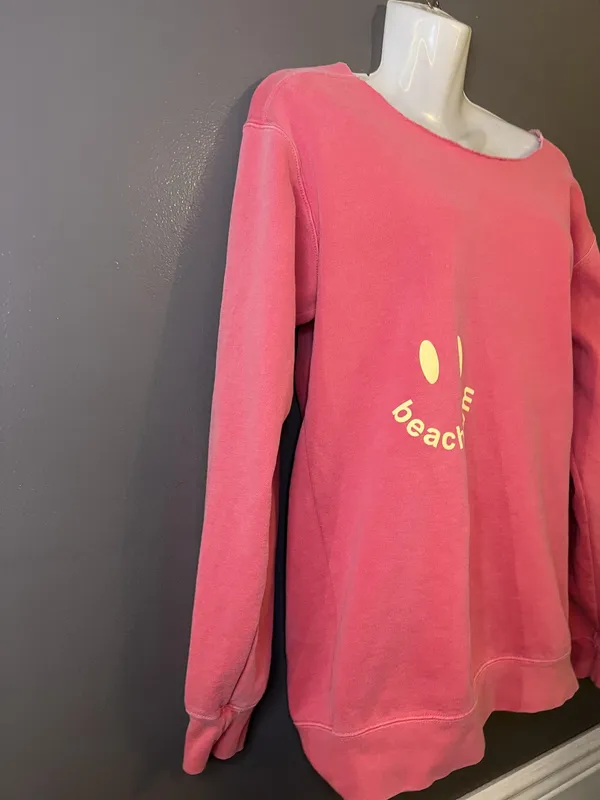 Beach Bum Surf Co Sweatshirt Womens Medium Pink Call Me When Bridge Graphic - Image 4