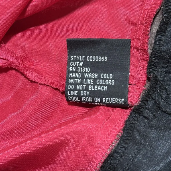 A. Byer Womens Vintage Y2K Pink Black Satin Tie Back Vneck Cami Blouse Large - Image 9