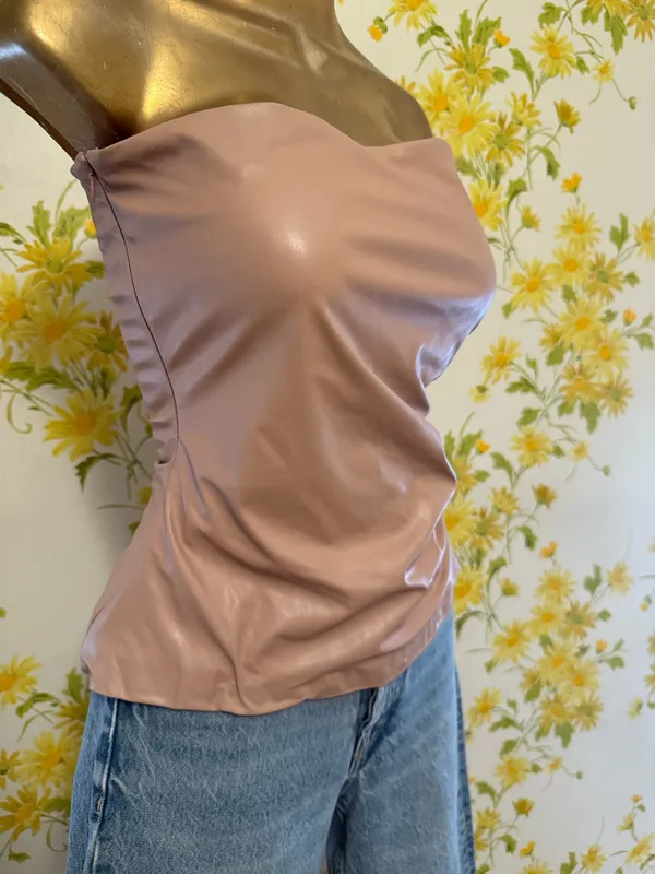 Zara Strapless Faux-Leather Top size S - Image 6