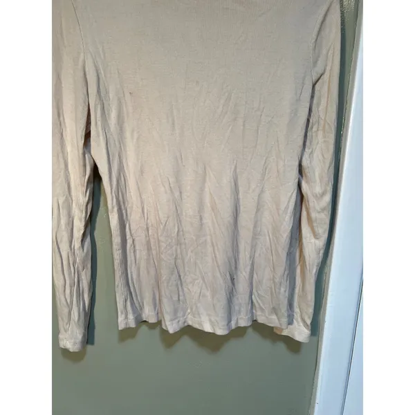 A New Day Women's Size Small Long Sleeve Ribbed T-Shirt Crewneck Beige Stretch - Image 5